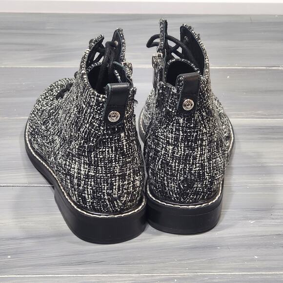 NYDJ Eileen Ankle Boots Black and White Tween Lace Up Zip Closure Size 8 - Picture 8 of 13